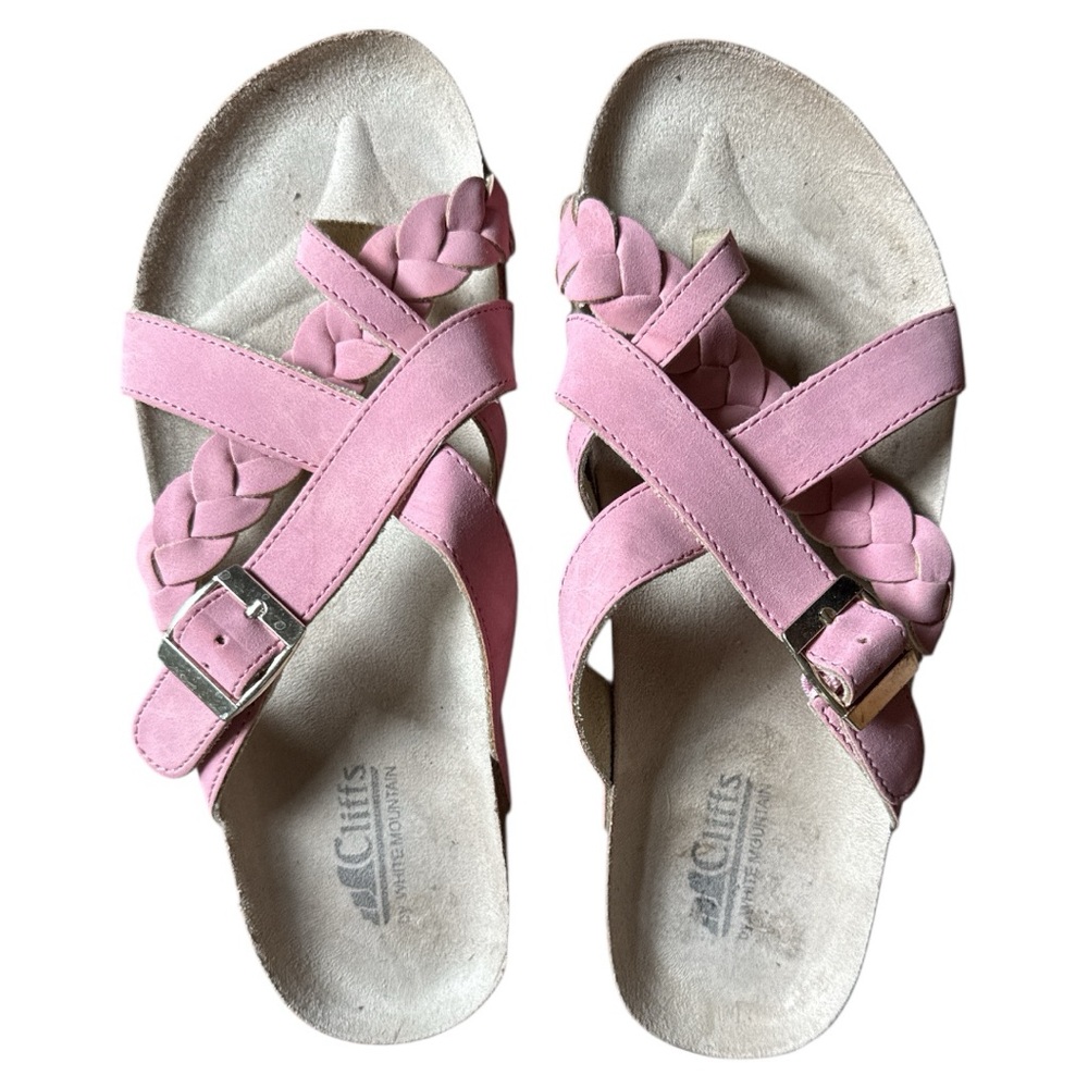 Cliffs White Mountain Women's Pink‎ Braided Footbed Sandals Size 8W Comfort
